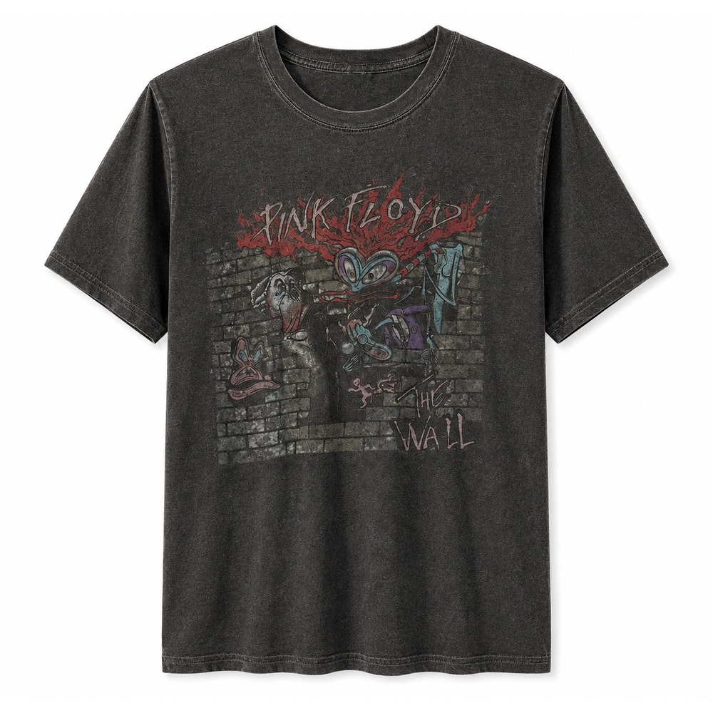 Pink Floyd The Wall Graphic Tee Mens Medium Gray Mineral Wash Rock Band T-Shirt